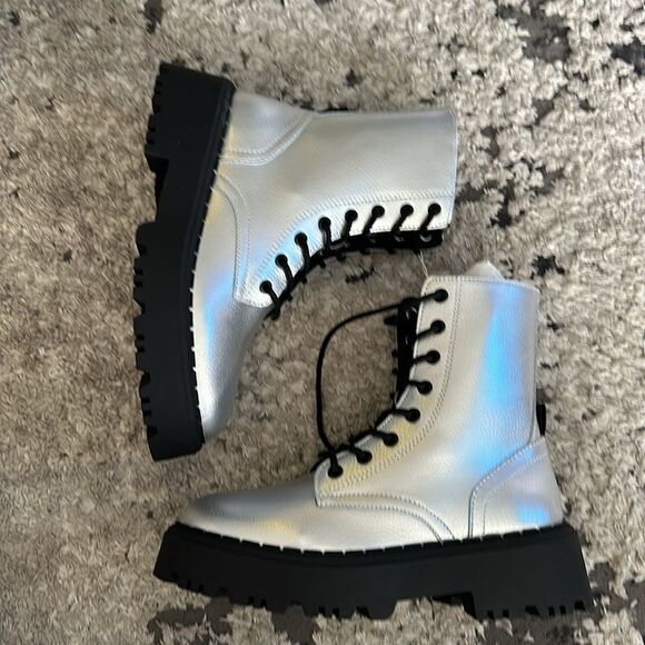 ZARA Kids | Silver | METALLIC ANKLE BOOTS - Picture 7 of 9